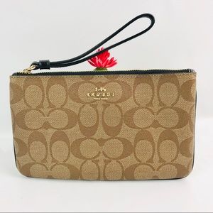 Coach Long Zip Monogram Brown Wristlet Wallet